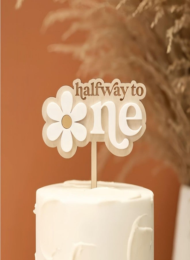 ريماكس زينة كعكة "منتصف الطريق إلى واحد"، زينة كعكة "منتصف الطريق إلى واحد" بطبقتين، زينة عيد ميلاد نصف سنوية، لوازم حفلات الأطفال الرضع (أولاد وبنات) بعمر 6 أشهر - Image 5